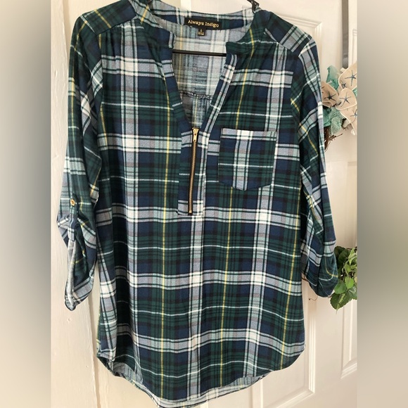 Tops - Always Indigo Plaid Shirt